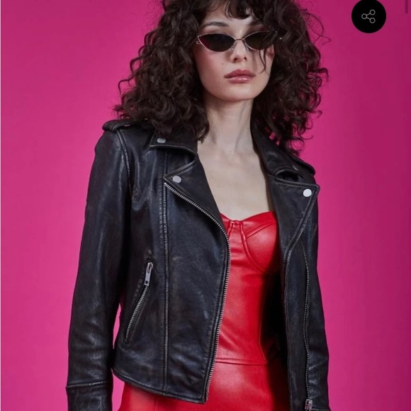Avec Les Filles - Vintage Wash Genuine Leather Biker - Picture 4 of 6